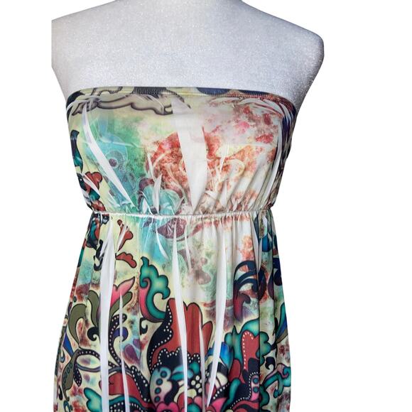 Boho Tribal Fairly Indie Strapless Dress mini strapless dress silk Size M Autumn - Picture 2 of 5